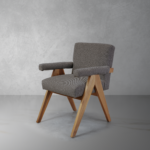 Sophia Dining Armchair With Accent Upholstered - Grey
