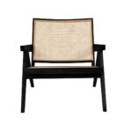 isabella Lounge Armchair with Rattan Seat and backrest - black - Image 3
