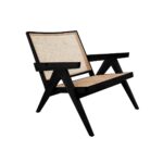 isabella Lounge Armchair with Rattan Seat and backrest - black - Image 4