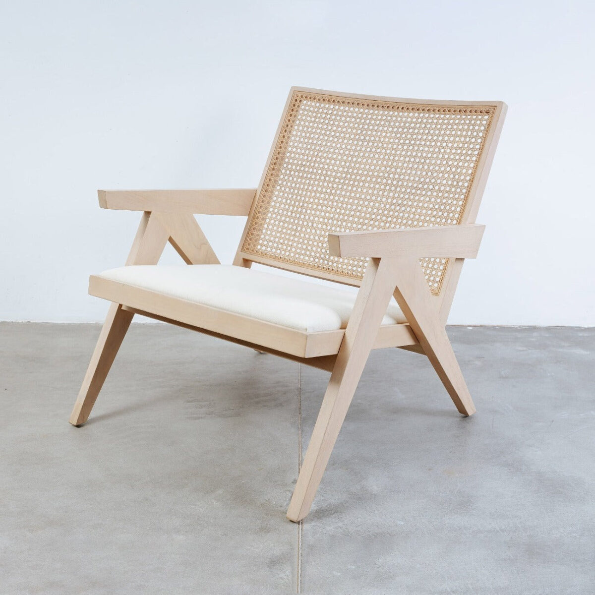 isabella Lounge Armchair with Seat Cushion and Rattan backrest - Image 3
