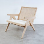 isabella Lounge Armchair with Seat Cushion and Rattan backrest - Image 3