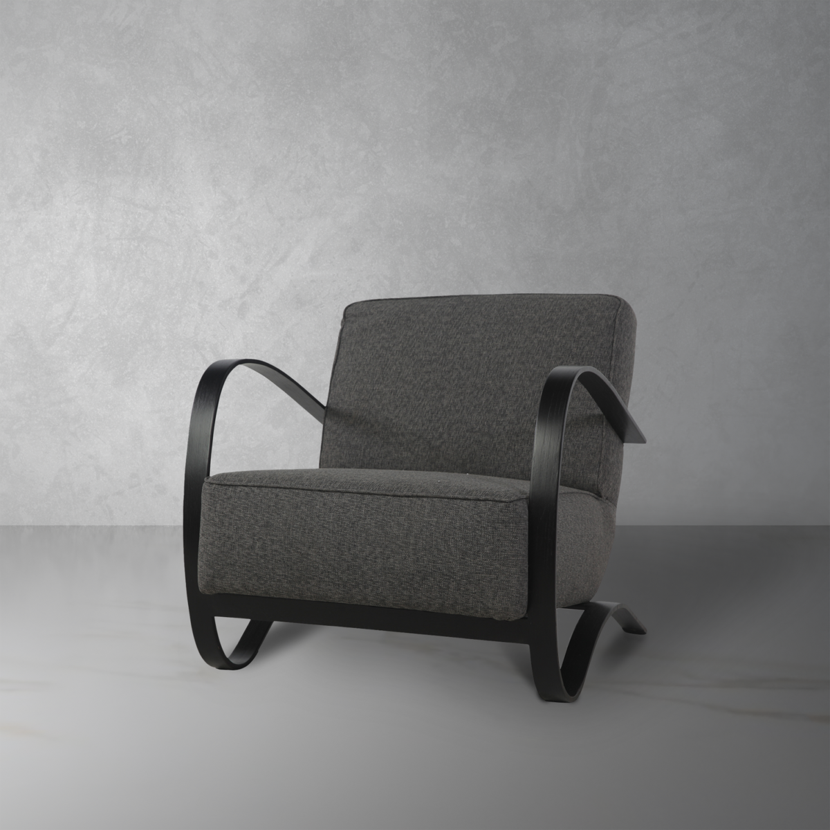 Luna Lounge Armchair with Accent Upholstered - Black - Image 1