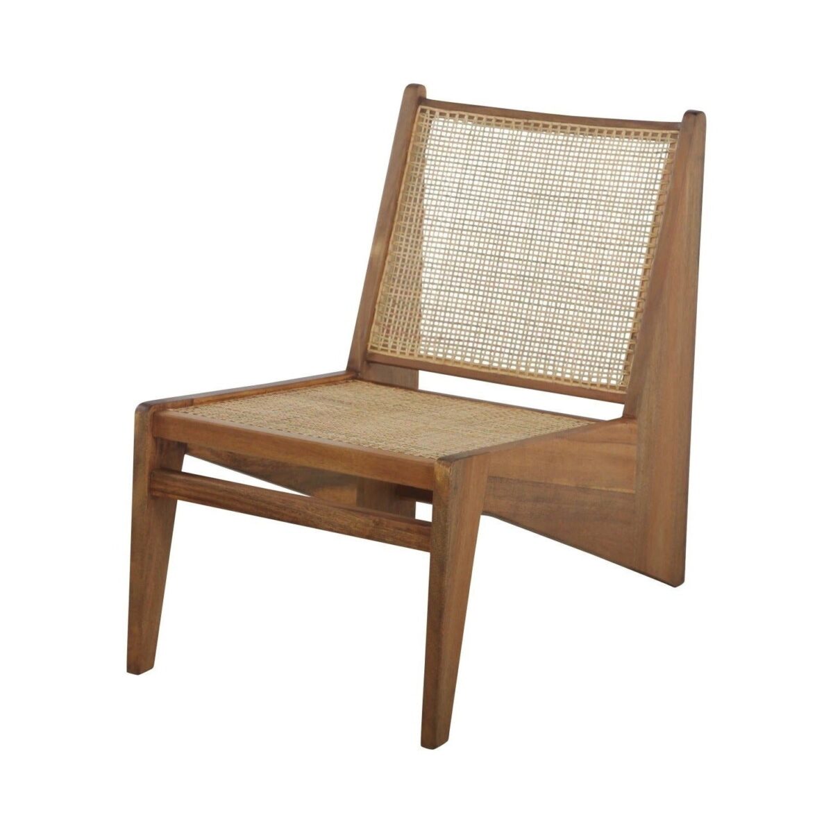 Aurora Lounge Armless Chair with Rattan Seat and backrest - Natural - Image 2