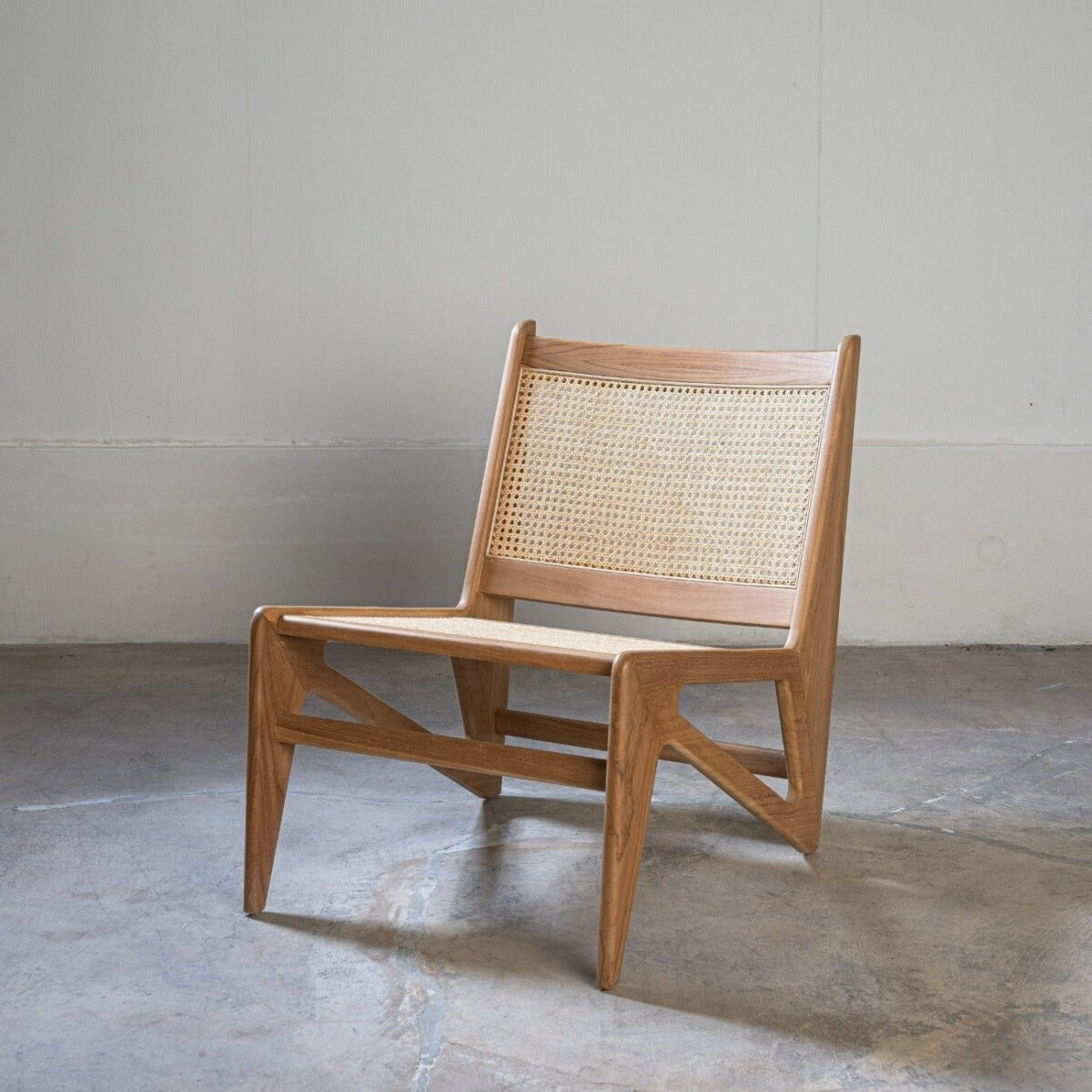 Aurora Lounge Armless Chair with Rattan Seat and backrest - Image 2