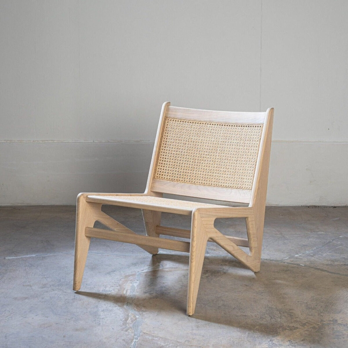 Aurora Lounge Armless Chair with Rattan Seat and backrest - Image 4