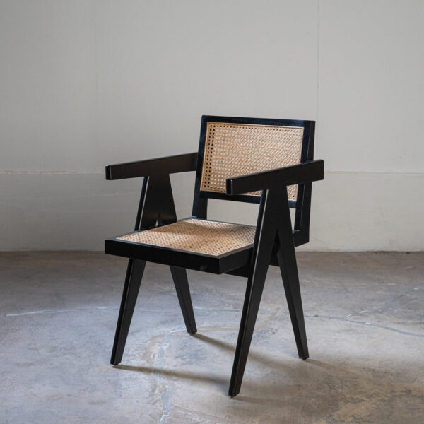 isabella Dining Armchair with Rattan Seat and backrest - Black