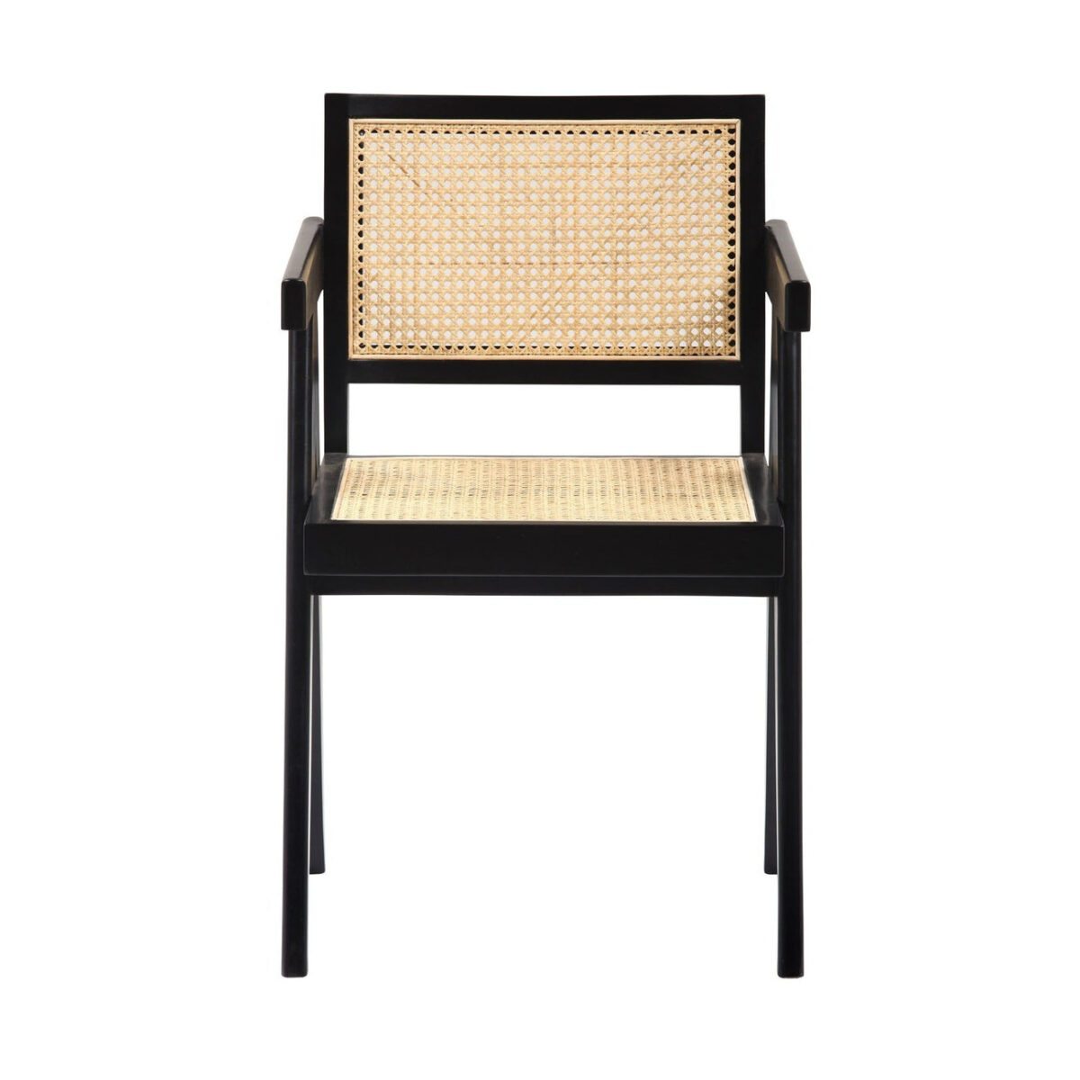 isabella Dining Armchair with Rattan Seat and backrest - Black - Image 2