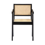 isabella Dining Armchair with Rattan Seat and backrest - Black - Image 2