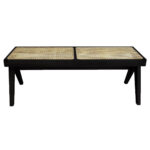 isabella Bench with Rattan Seat - Black - Image 2