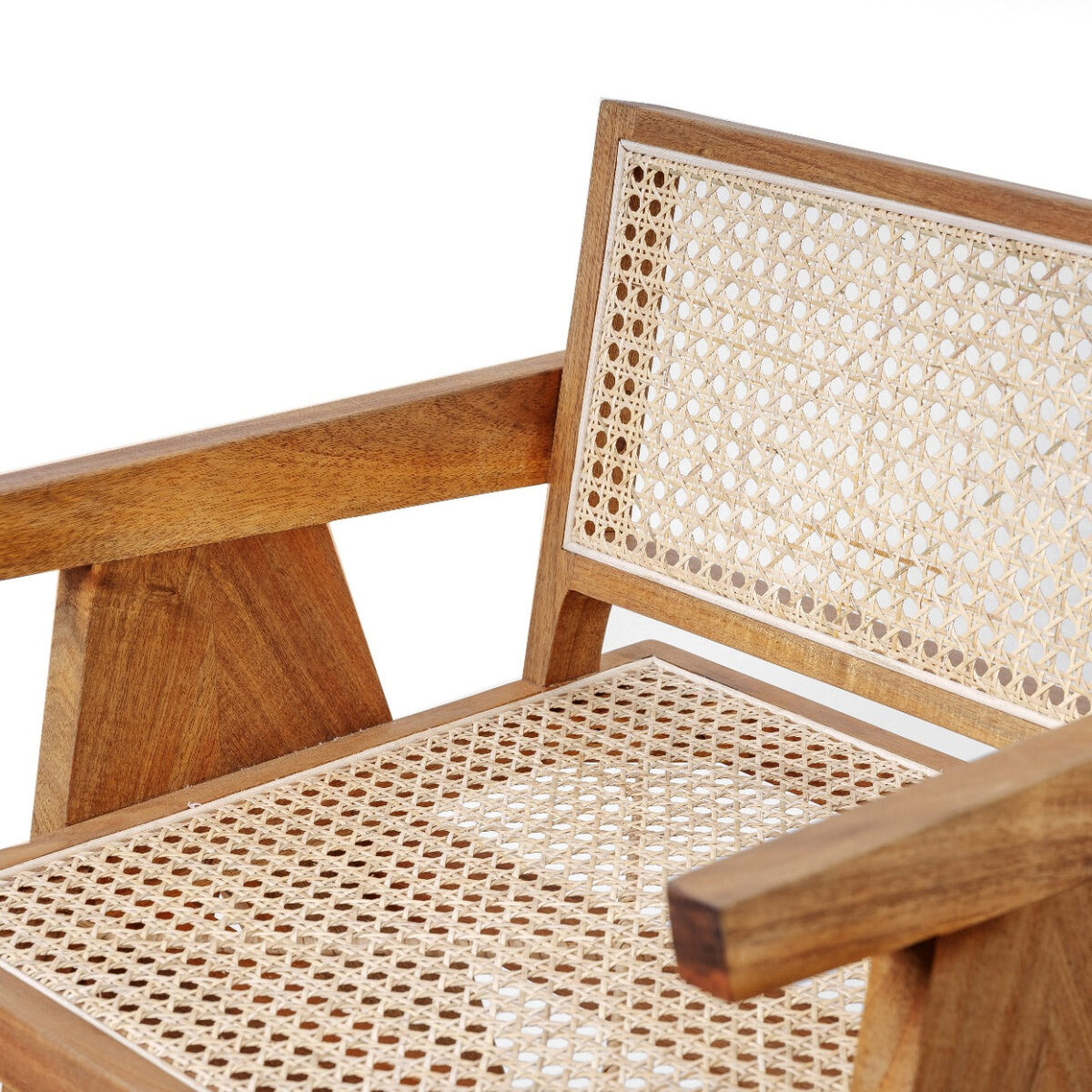 isabella arm counter stool with rattan seat and backrest - Image 2