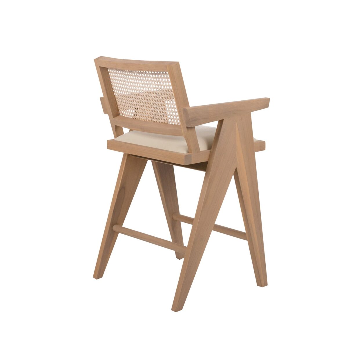 isabella arm counter stool wit seat cushion and rattan backrest - Image 4