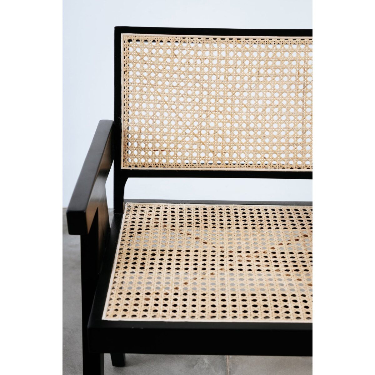 isabella Dining Armchair with Rattan Seat and backrest - black - Image 3