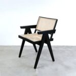isabella Dining Armchair with Rattan Seat and backrest - black
