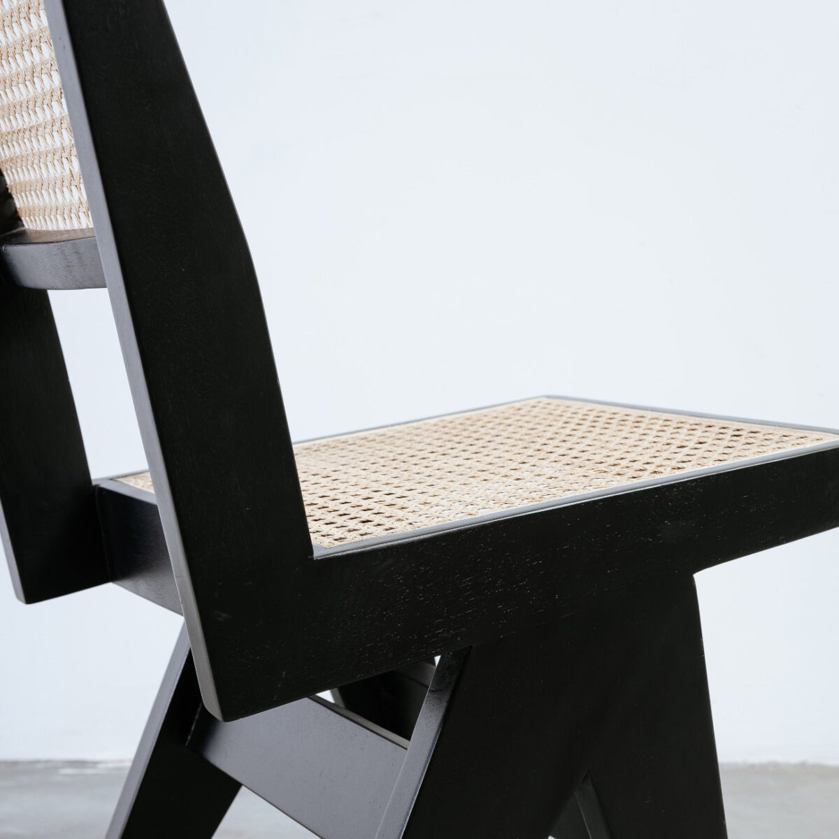 isabella Dining Armless with Rattan Seat and backrest - black - Image 2