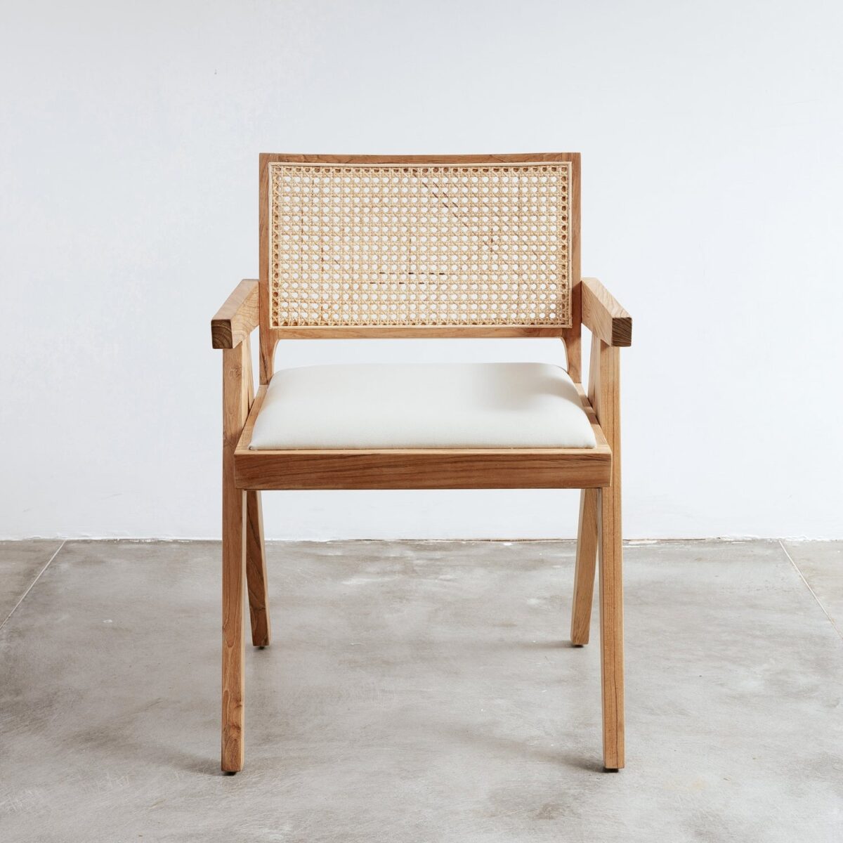 isabella Dining Armchair with Seat Cushion and Rattan backrest - black - Image 5