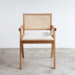 isabella Dining Armchair with Seat Cushion and Rattan backrest - black - Image 5