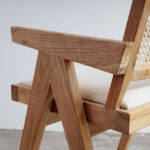 isabella Dining Armchair with Seat Cushion and Rattan backrest - black - Image 3