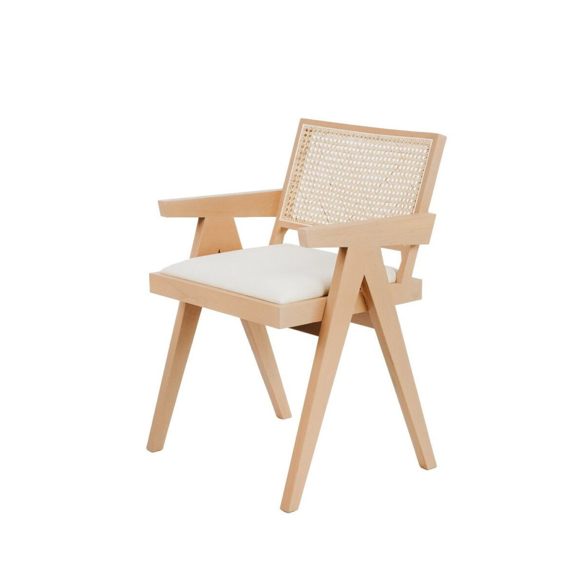 isabella Dining Armchair with Seat Cushion and Rattan backrest - black - Image 10