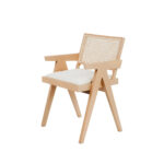 isabella Dining Armchair with Seat Cushion and Rattan backrest - black - Image 10