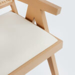 isabella Dining Armchair with Seat Cushion and Rattan backrest - black - Image 7