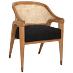 Layla arm chair with cushion seat and round rattan backrest
