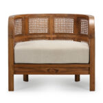Layla arm chair with cushion seat and rattan backrest - Image 2