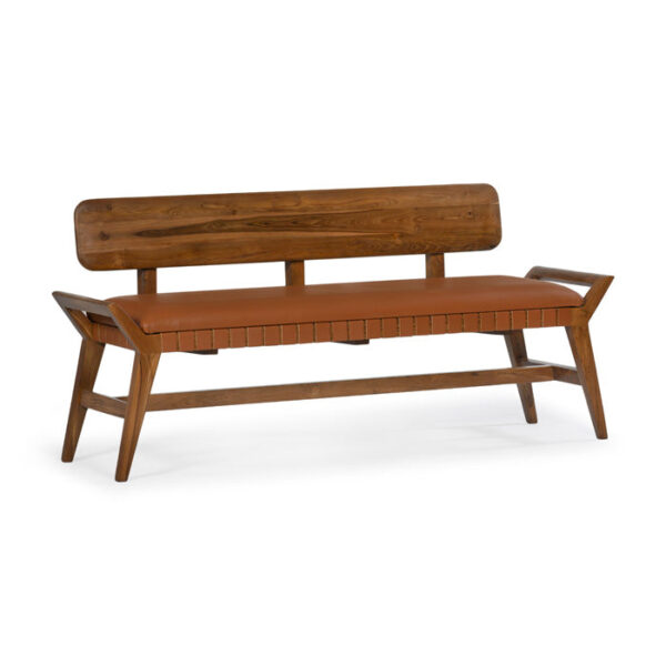 Satria Wood and Leather Bench