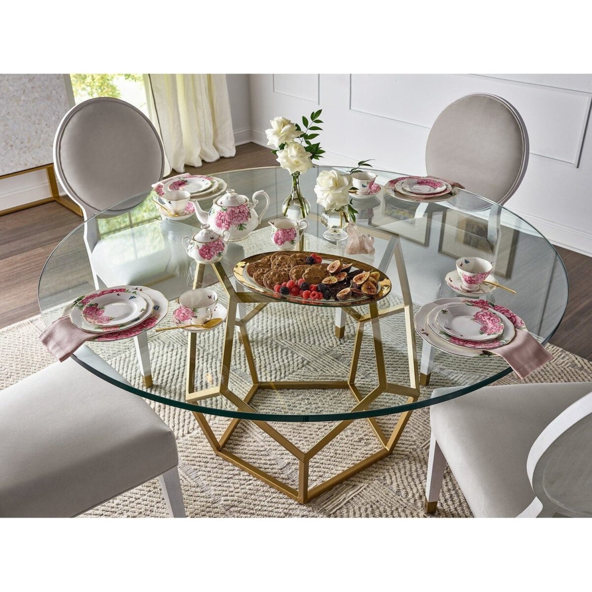 Kasih Dining Table - Round Glass Top - Image 4