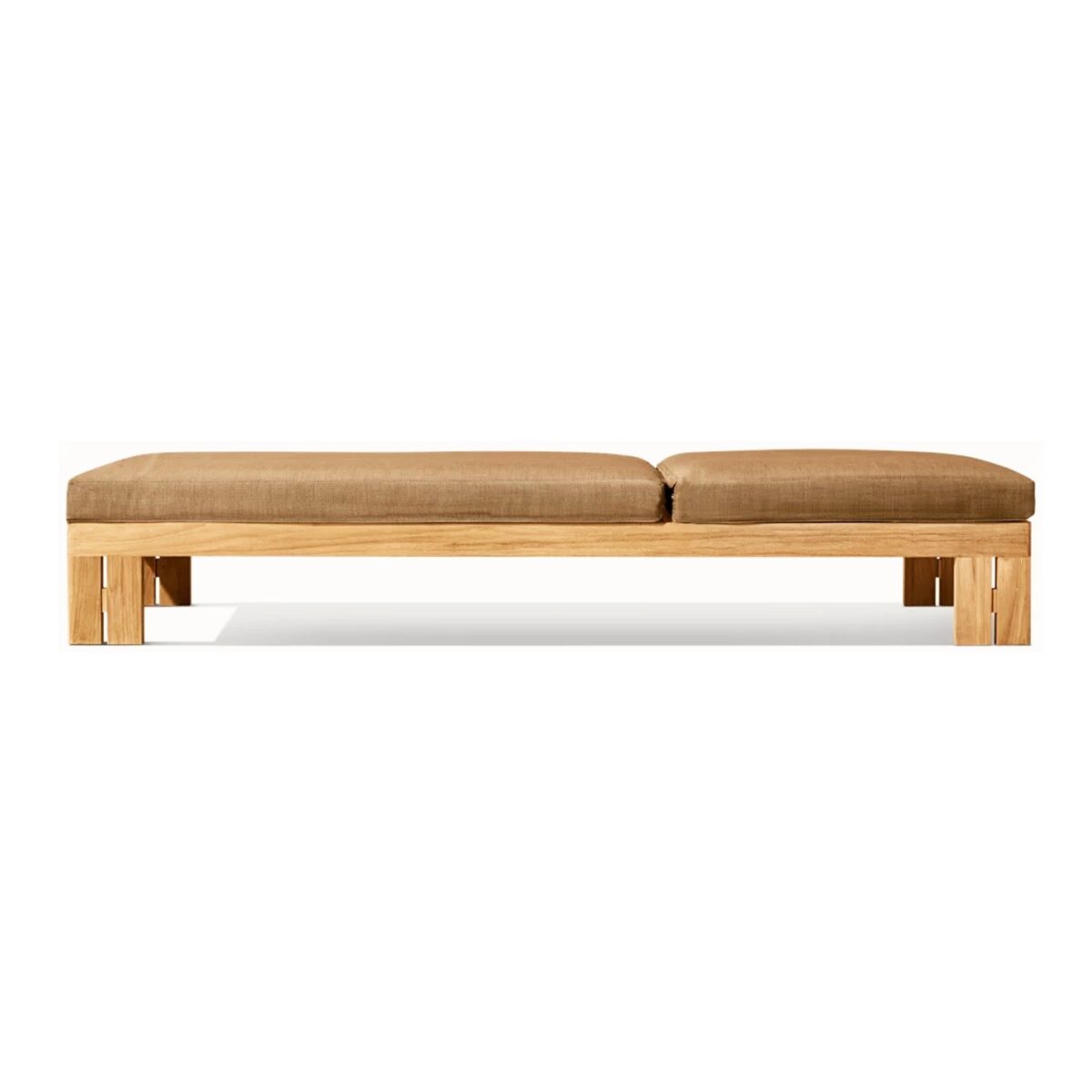 Satria Teak Single Sun Lounger with Cushion - Natural Finish - Image 3