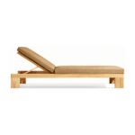 Satria Teak Single Sun Lounger with Cushion - Natural Finish
