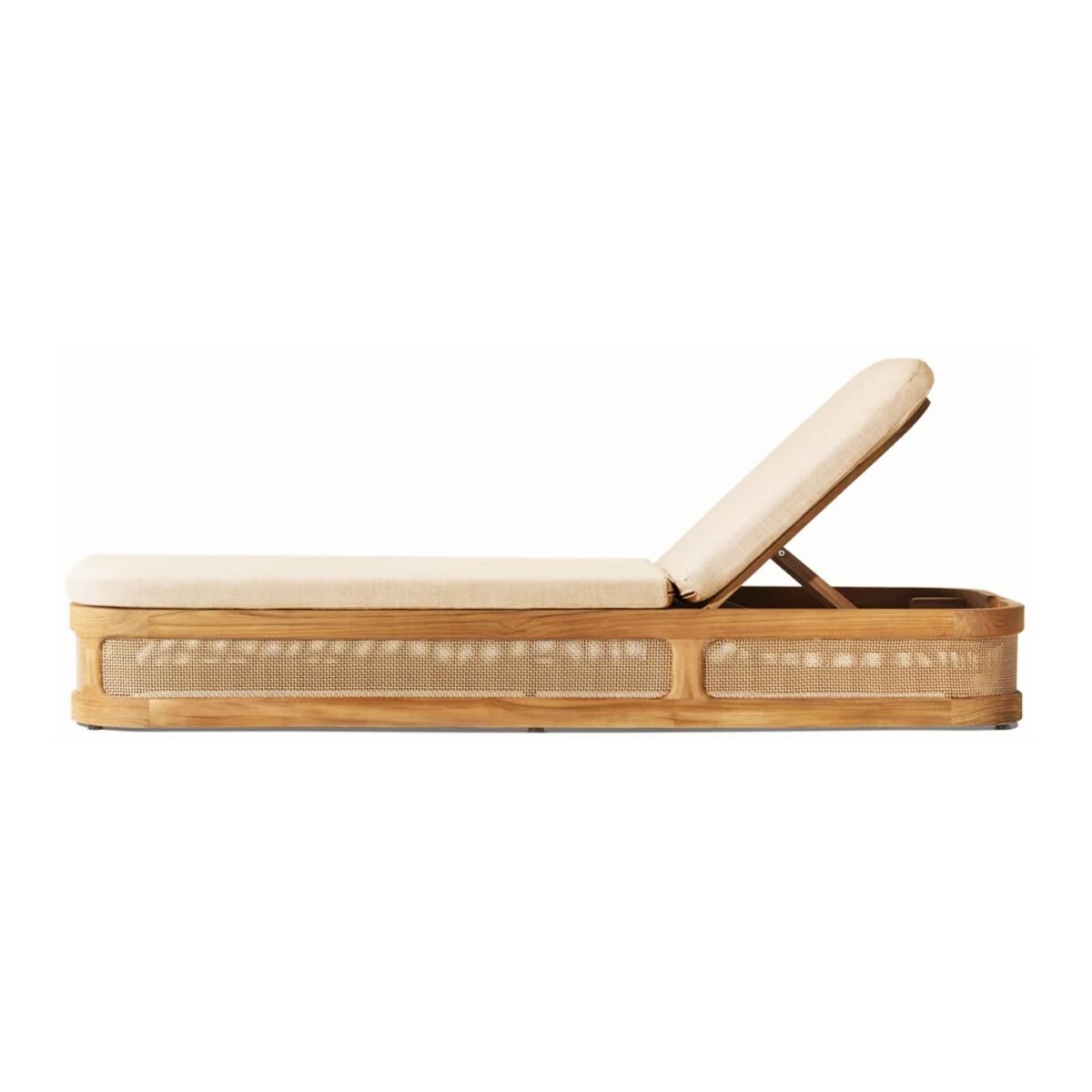 Ayu Teak Single Chaise Lounge with Cushion - Natural Finish - Image 2