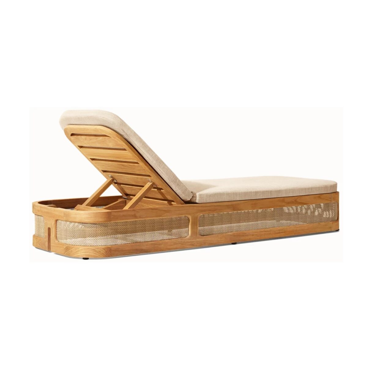 Ayu Teak Single Chaise Lounge with Cushion - Natural Finish - Image 3