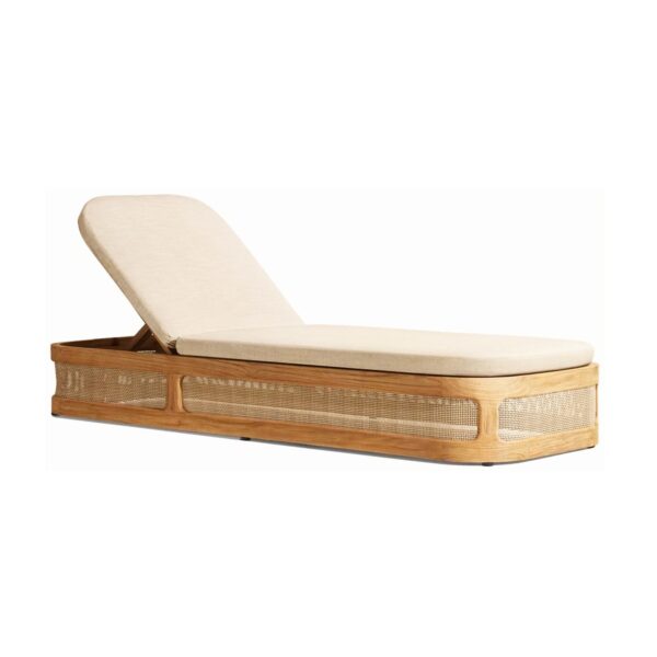 Ayu Teak Single Chaise Lounge with Cushion - Natural Finish