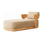 Dewi Teak Single Chaise Lounge with Cushion - Natural Finish