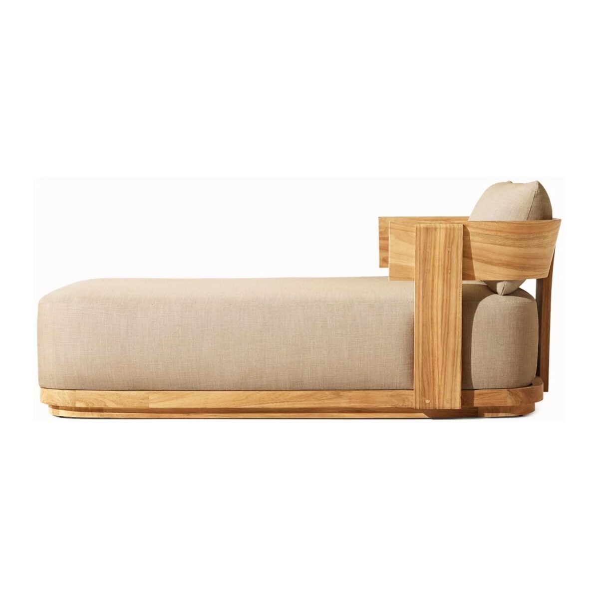 Dewi Teak Single Chaise Lounge with Cushion - Natural Finish - Image 2