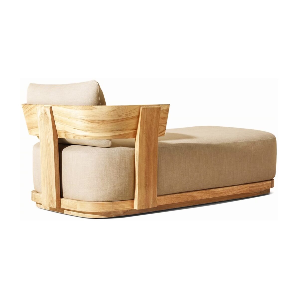 Dewi Teak Single Chaise Lounge with Cushion - Natural Finish - Image 3