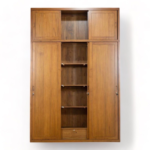 Elegant Teak Wardrobe with Rattan Panel - Image 2