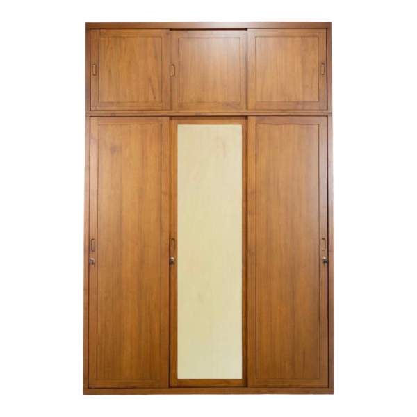 Elegant Teak Wardrobe with Rattan Panel