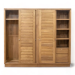 Modern Teak Sliding Wardrobe with Drawers