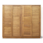Modern Teak Sliding Wardrobe with Drawers - Image 3