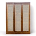 Classic Teak Wardrobe with Rattan Panels