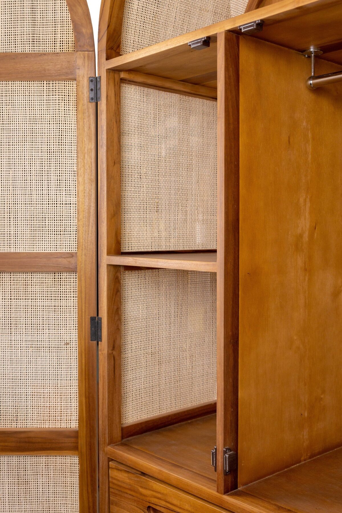 Dewi Rattan Arched Wardrobe - Natural Teak - Image 8