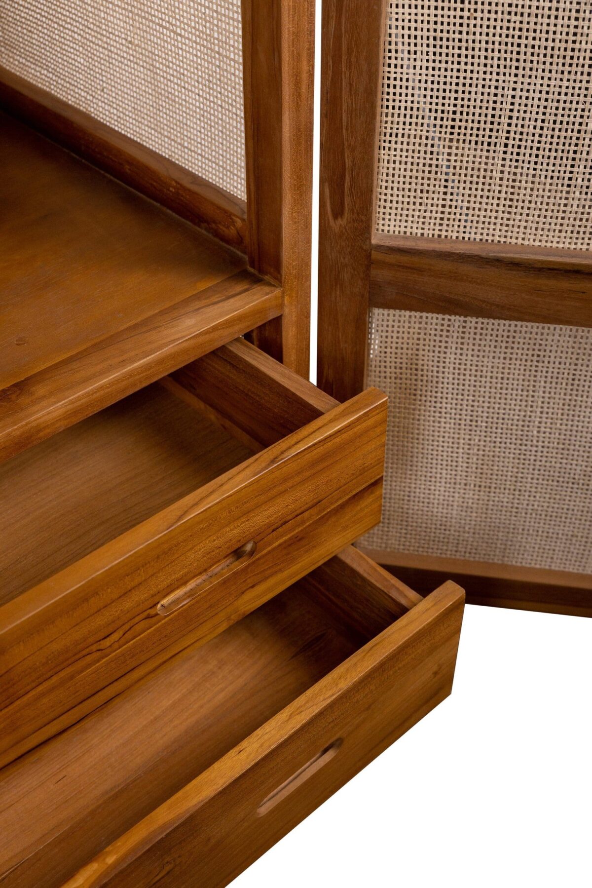 Dewi Rattan Arched Wardrobe - Natural Teak - Image 4