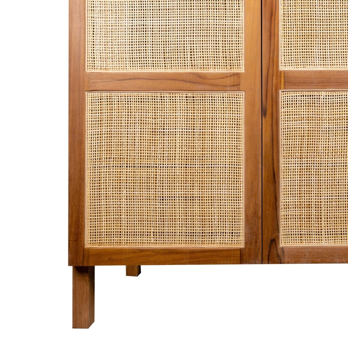 Dewi Rattan Arched Wardrobe - Natural Teak - Image 5
