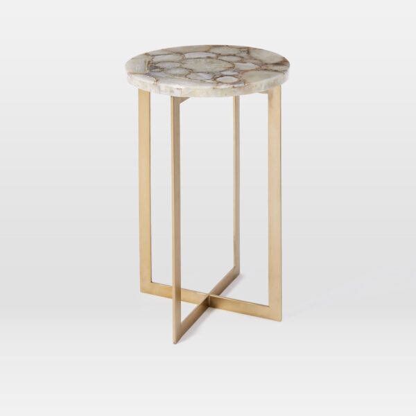 Maya Agate Side Table - Gold Finish