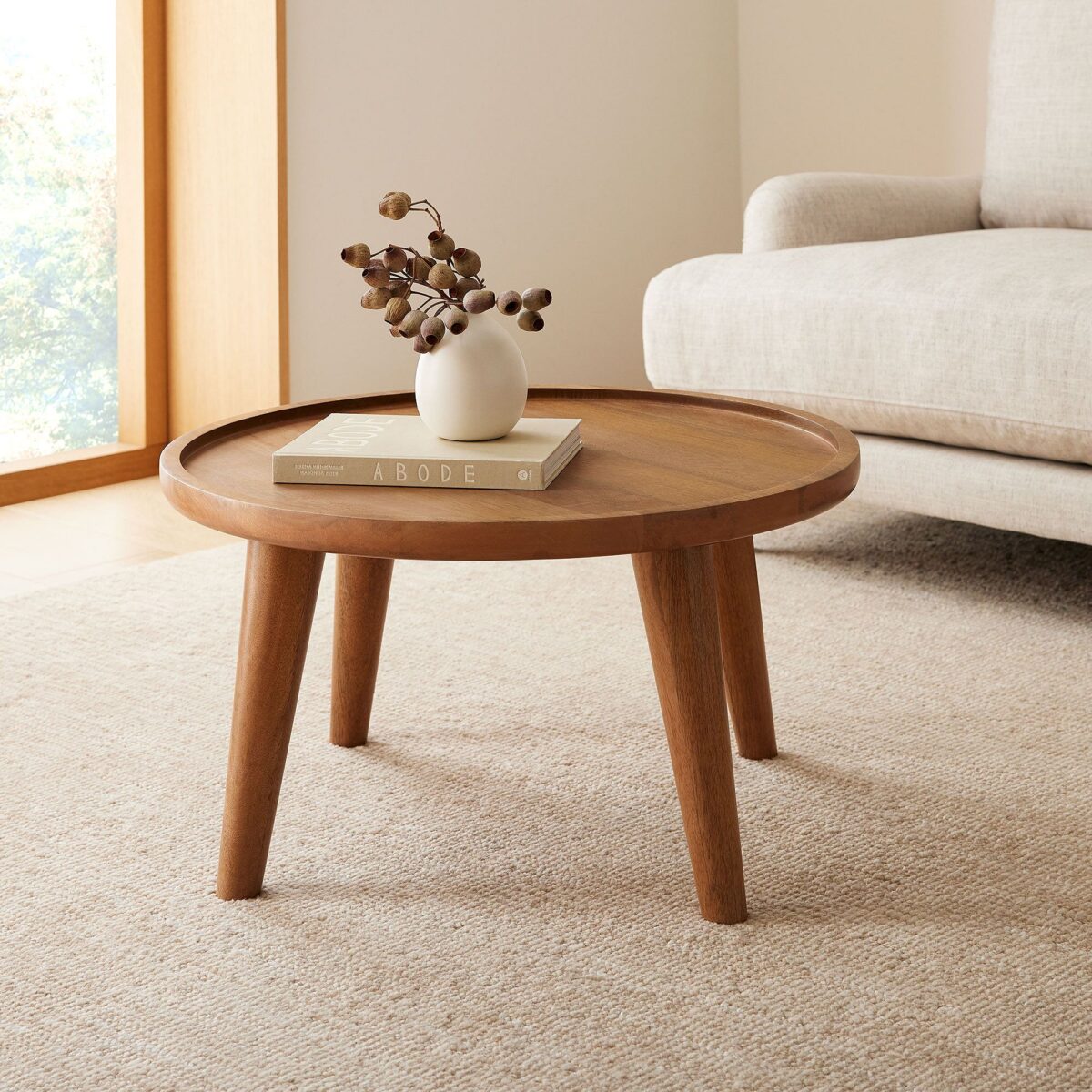 Putri Round Coffee Table - Teak Finish - Image 5