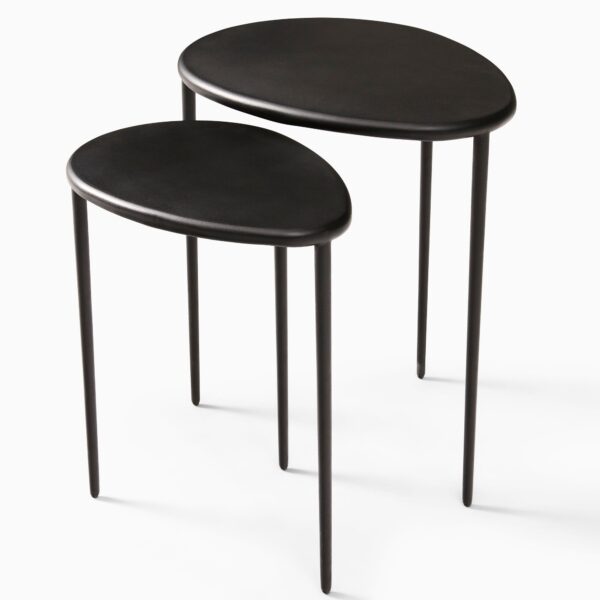 Raka Bronze-Finished Nesting Side Tables - Black Finish