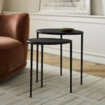 Raka Bronze-Finished Nesting Side Tables - Black Finish - Image 5