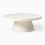 Damaris Concrete Pedestal Outdoor Coffee Table - Ivory Finish