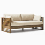 Ganesha Teak Wooden Sofa - Natural Beige Finish